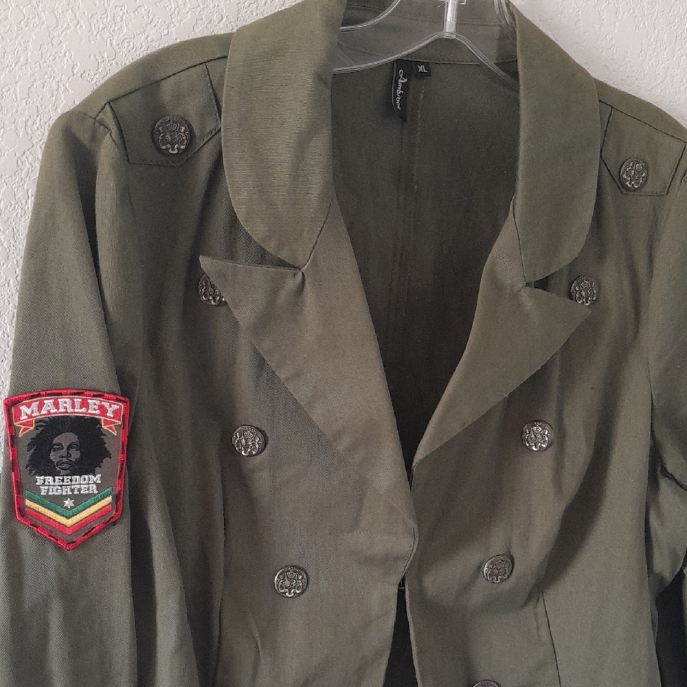 Ambition Bob Marley Military Green Patch Blazer
